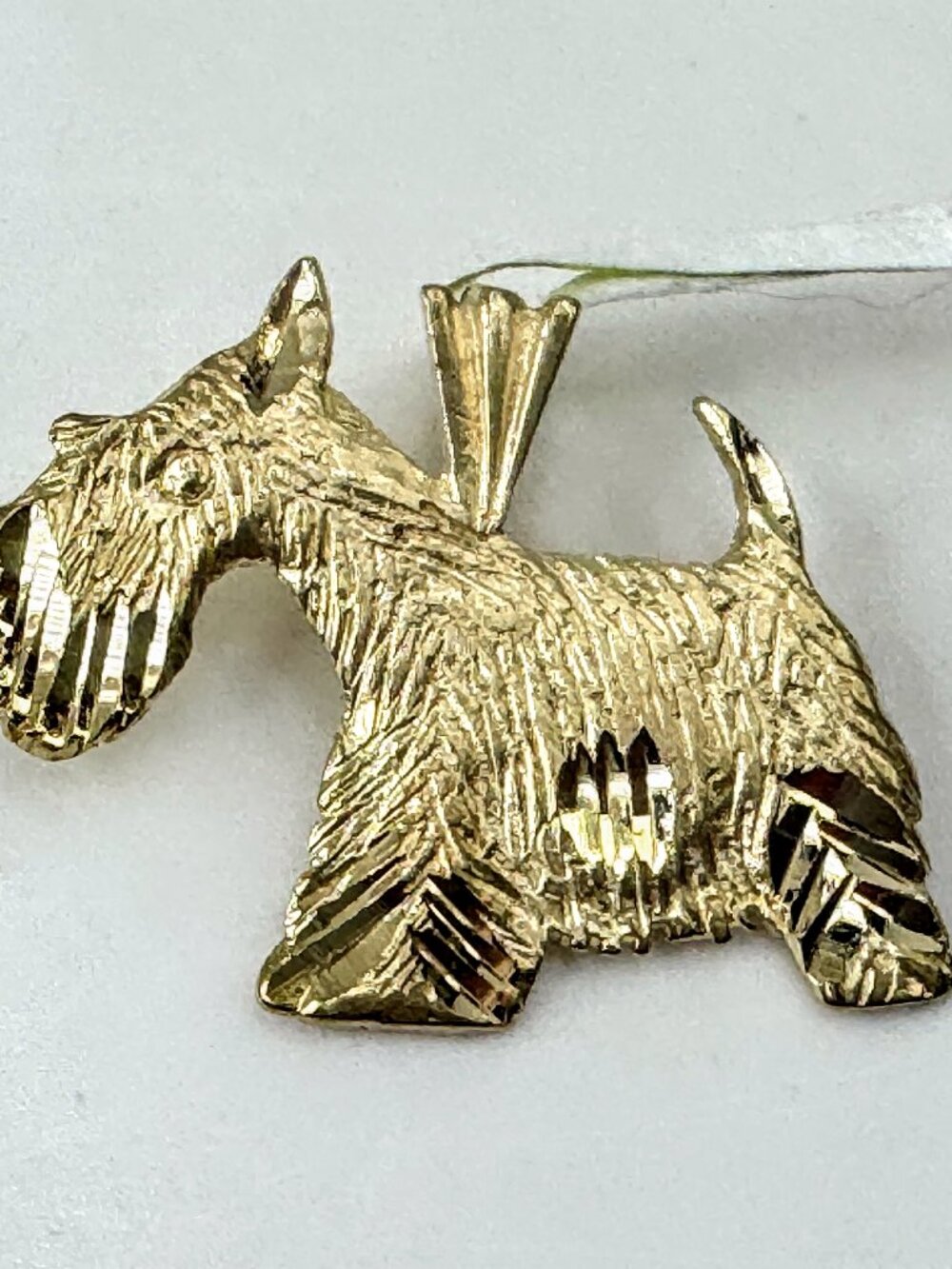Vintage 14K Yellow Gold Textured Scottie Dog Brooch Pin JR1682